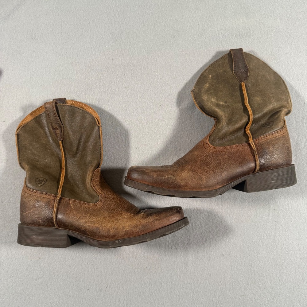 Ariat Fatbaby Brown Olive Leather Western Cowboy Boots Square Toe Size 6